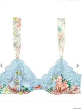 We are HAH After Hours Bra 30-38B Kyoto Kimono French blue print NWT